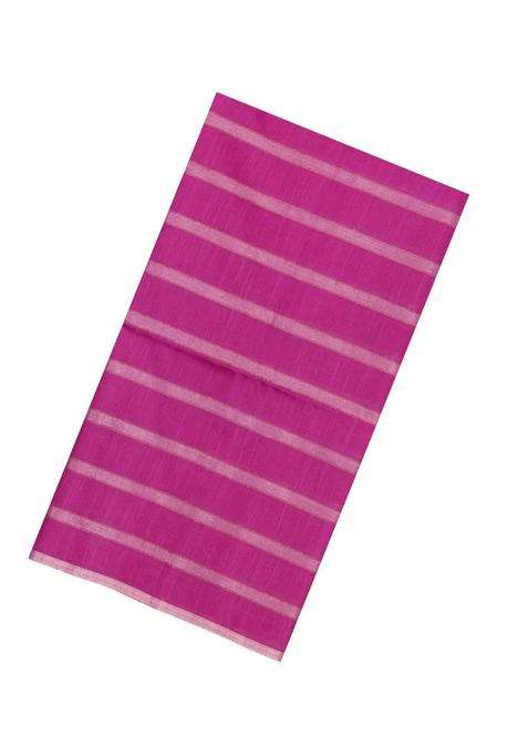 Hot Pink Woven Art Bhagalpur Cotton Art Silk Saree With Thread Zari Stripes With Checks And Stripes Design For Women