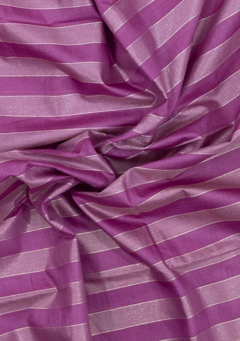 Lilac Woven Art Bhagalpur Cotton Art Silk Saree With Thread Zari Stripes With Checks And Stripes Design For Women - Indya