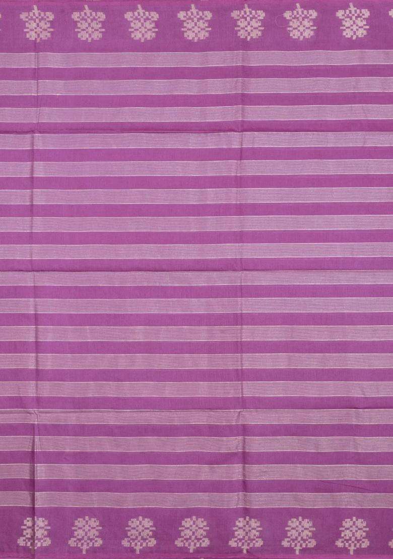 Lilac Woven Art Bhagalpur Cotton Art Silk Saree With Thread Zari Stripes With Checks And Stripes Design For Women - Indya