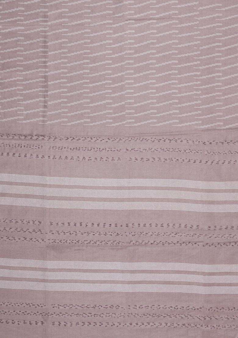 Taupe Woven Art Bhagalpur Cotton Art Silk Saree With Thread Zari Stripes With Checks And Stripes Design For Women - Indya
