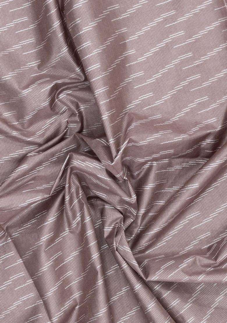 Taupe Woven Art Bhagalpur Cotton Art Silk Saree With Thread Zari Stripes With Checks And Stripes Design For Women - Indya