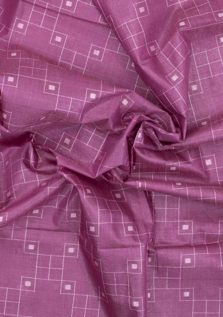 Dusty Pink Woven Art Bhagalpur Cotton Art Silk Saree With Thread Zari Stripes With Checks And Stripes Design For Women - Indya