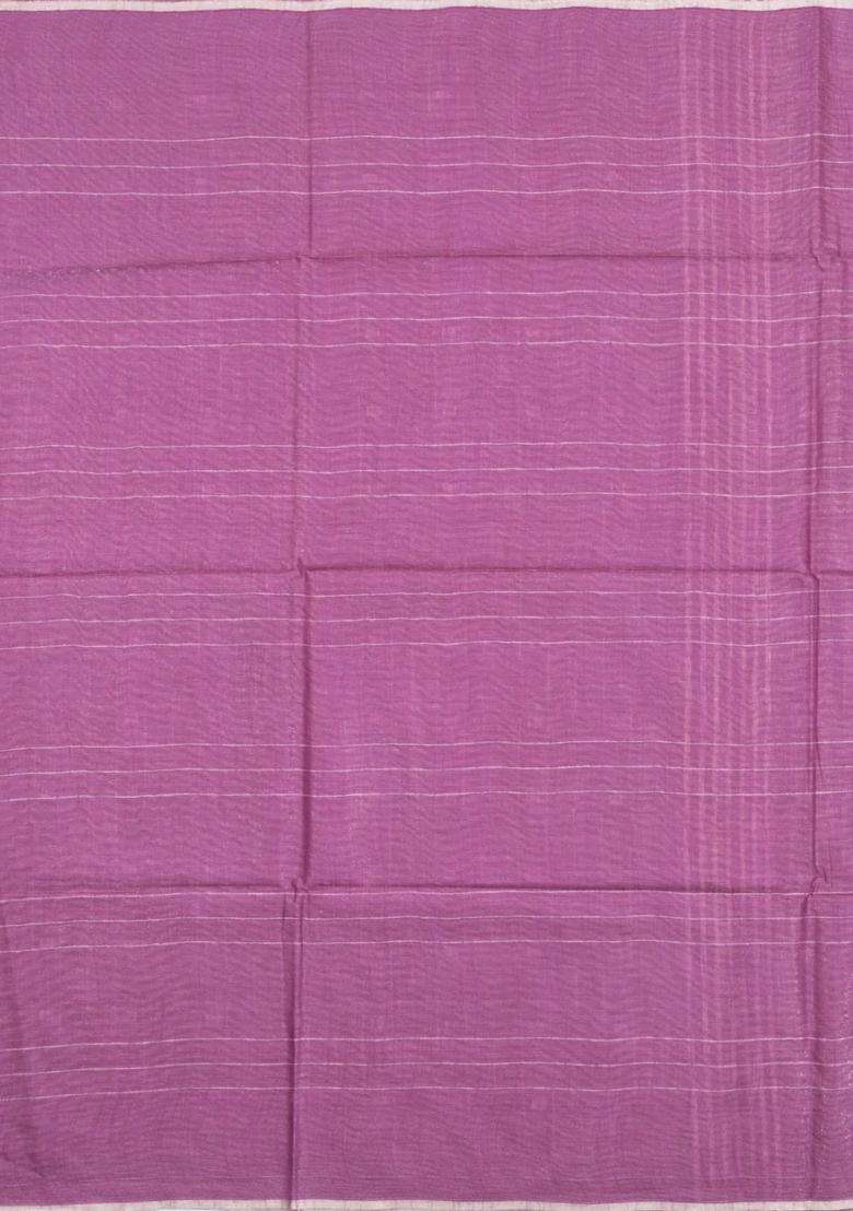 Dusty Pink Woven Art Bhagalpur Cotton Art Silk Saree With Thread Zari Stripes With Checks And Stripes Design For Women - Indya