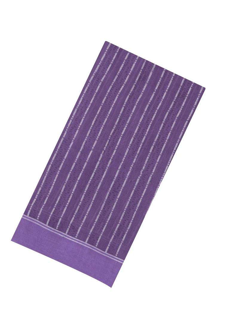 Lavander Lavender Woven Art Bhagalpur Cotton Art Silk Saree With Thread Zari Stripes With Checks And Stripes Design For Women - Indya