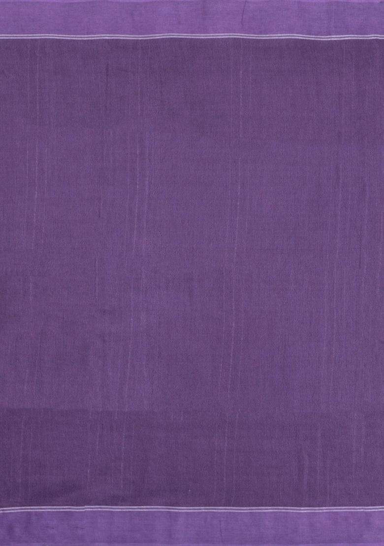 Lavander Lavender Woven Art Bhagalpur Cotton Art Silk Saree With Thread Zari Stripes With Checks And Stripes Design For Women - Indya