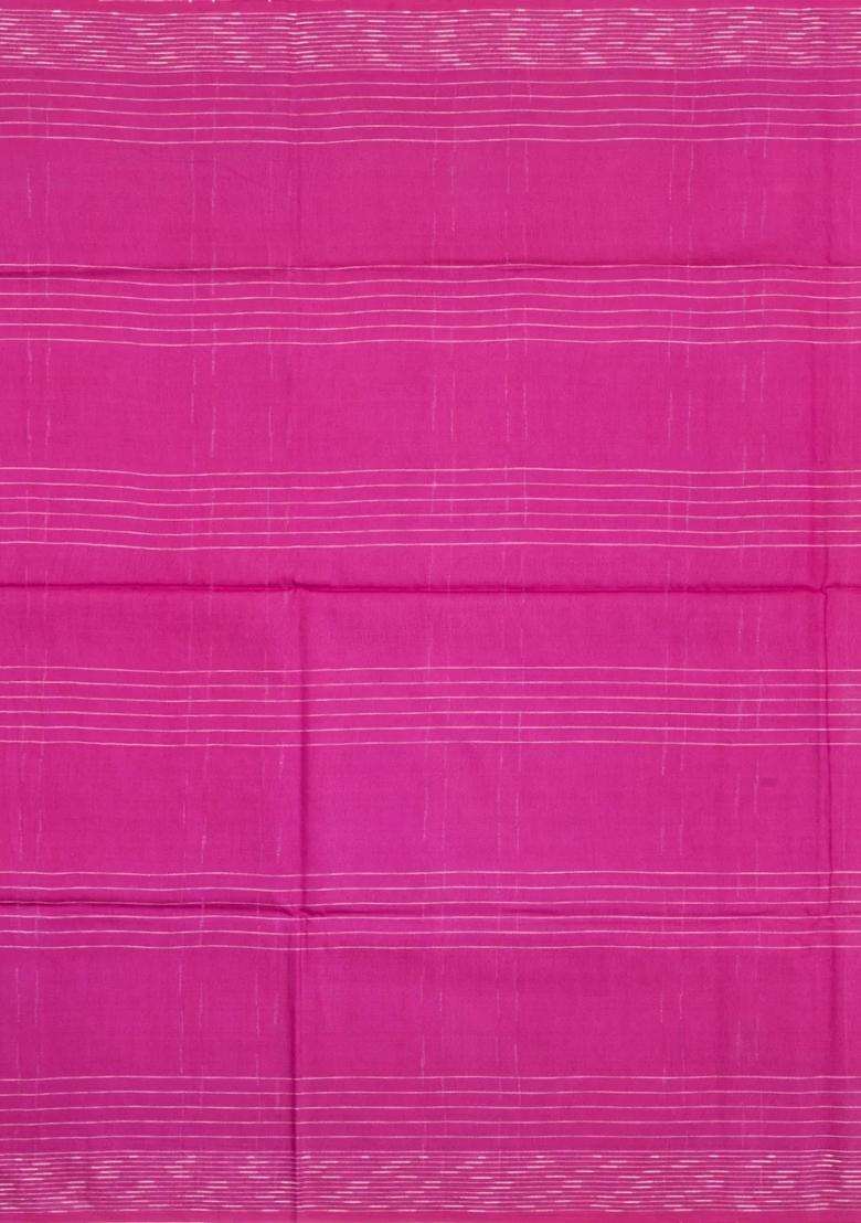 Pink Woven Art Bhagalpur Cotton Art Silk Saree With Thread Zari Checks With Checks And Stripes Design For Women - Indya