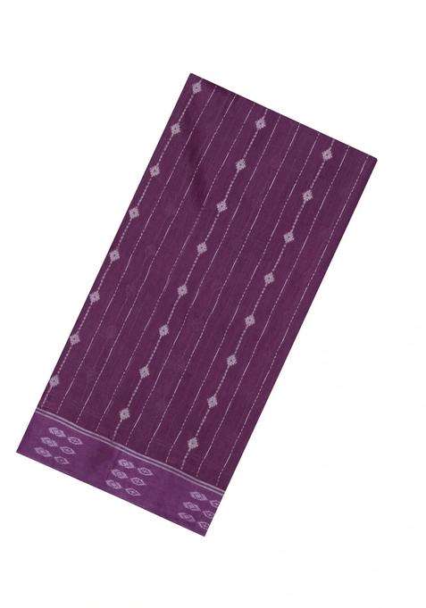 Dark Lilac Woven Art Bhagalpur Cotton Art Silk Saree With Thread Zari Stripes With Checks And Stripes Design For Women
