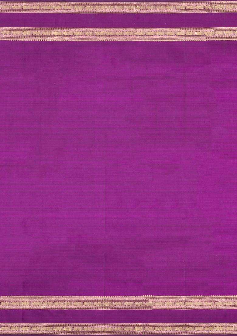 Peach Handloom Kanchipuram Silk Saree With Zari Checks Buttas With Buttas And Brocade Design For Women - Indya