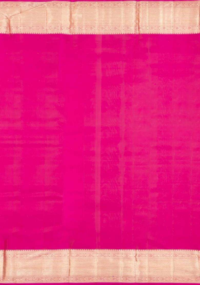 Pink Handloom Kanchipuram Bridal Silk Saree With Zari Motifs With Buttas And Brocade Design For Women - Indya