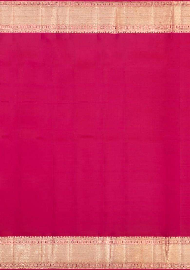 Pink Handloom Kanchipuram Bridal Silk Saree With Zari Motifs With Buttas And Brocade Design For Women - Indya