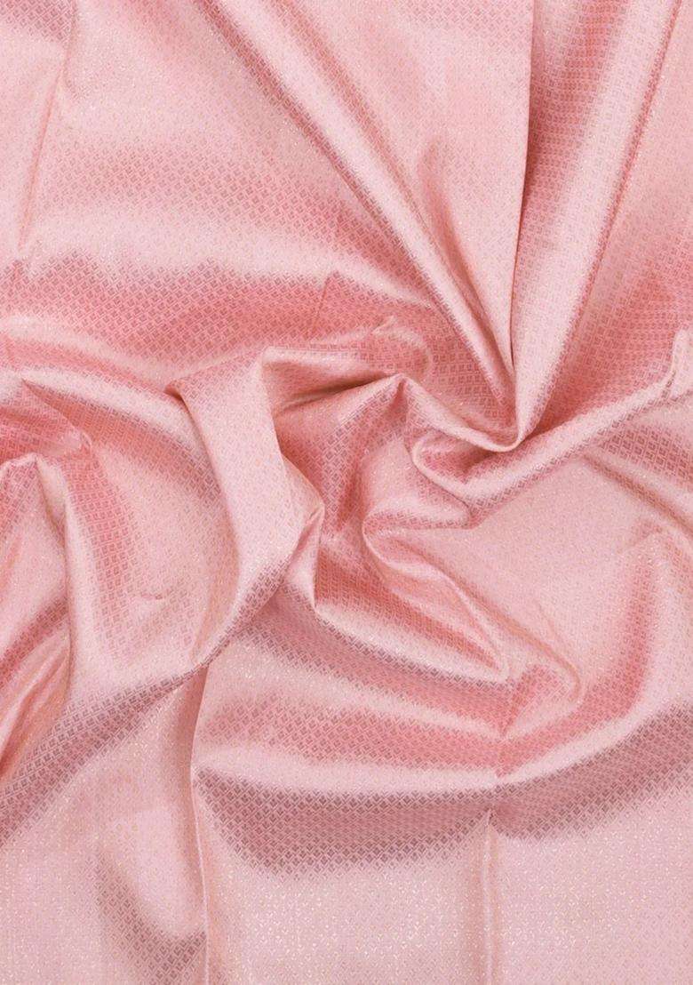 Baby Pink Handloom Kanchipuram Bridal Silk Saree With Zari Motifs With Buttas And Brocade Design For Women - Indya