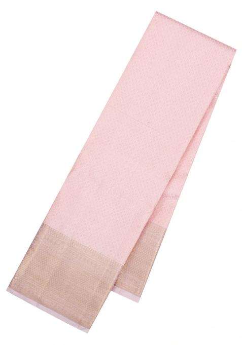 Baby Pink Handloom Kanchipuram Bridal Silk Saree With Zari Motifs With Buttas And Brocade Design For Women