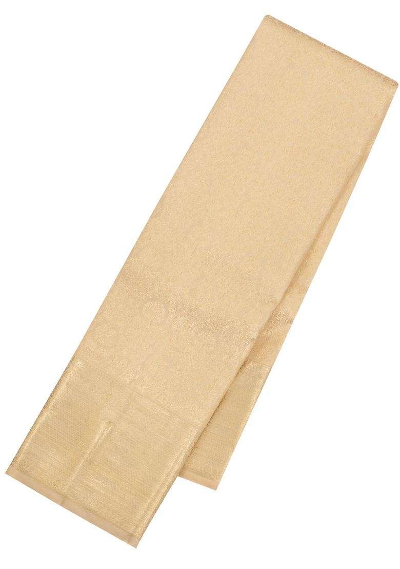 Cream Handloom Kanchipuram Bridal Silk Saree With Zari Motifs With Buttas And Brocade Design For Women - Indya