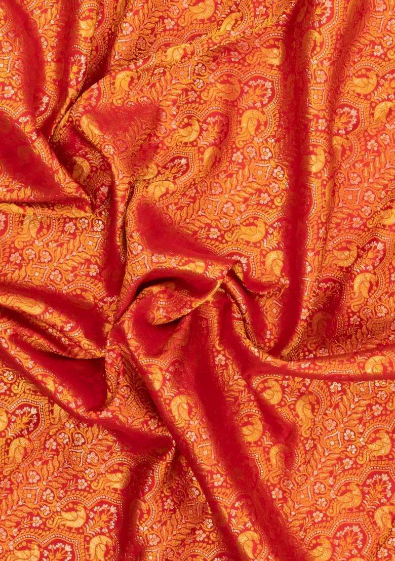 Maroon Handloom Kanchipuram Bridal Silk Saree With Zari Motifs With Buttas And Brocade Design For Women - Indya