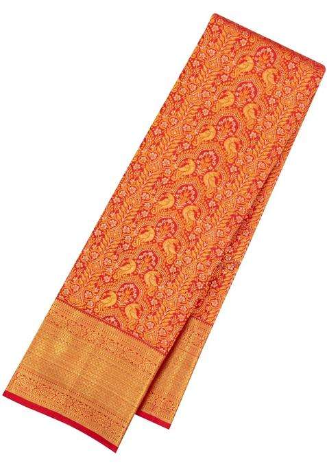 Maroon Handloom Kanchipuram Bridal Silk Saree With Zari Motifs With Buttas And Brocade Design For Women