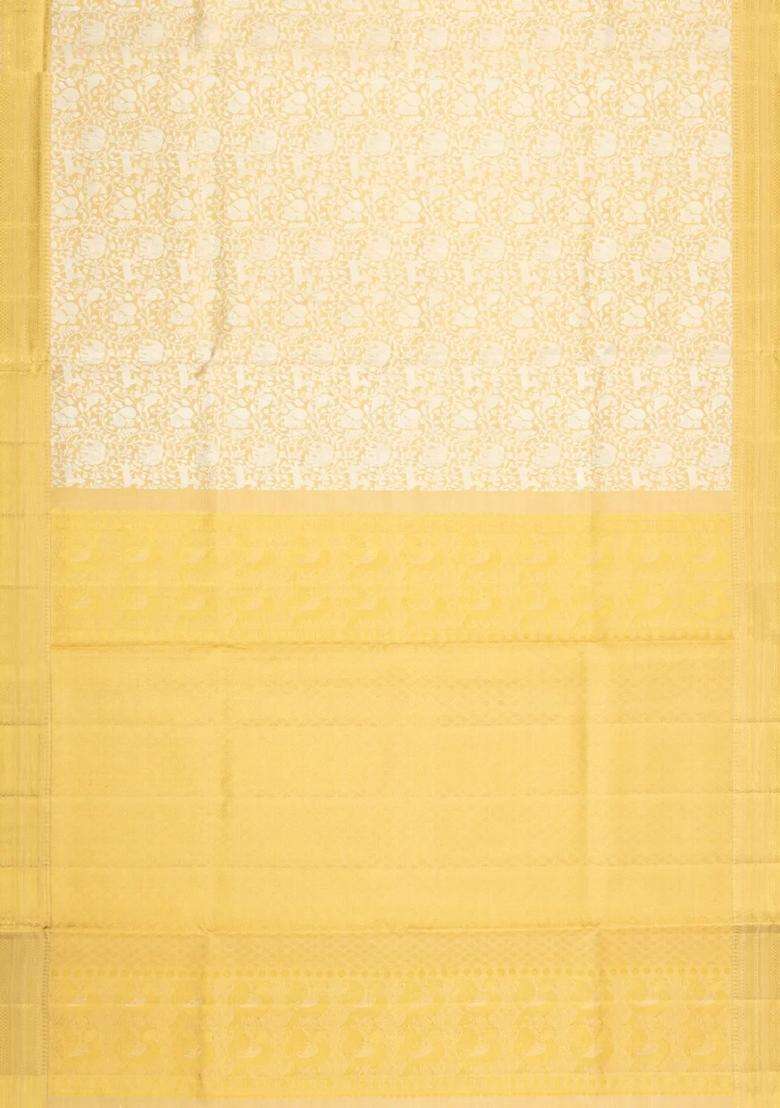 Gold Handloom Kanchipuram Tissue Silk Saree With Vanasingaram Motifs With Buttas And Brocade Design For Women - Indya