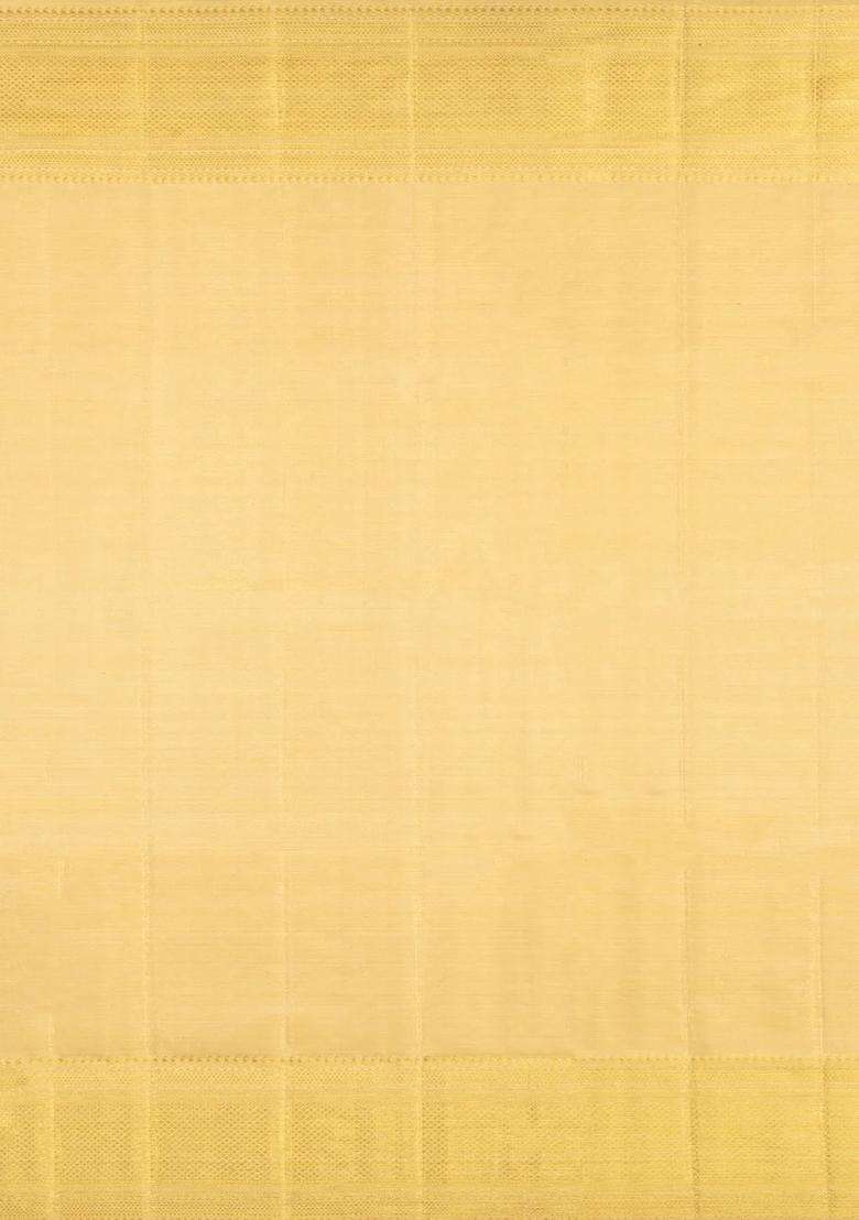 Gold Handloom Kanchipuram Tissue Silk Saree With Vanasingaram Motifs With Buttas And Brocade Design For Women - Indya