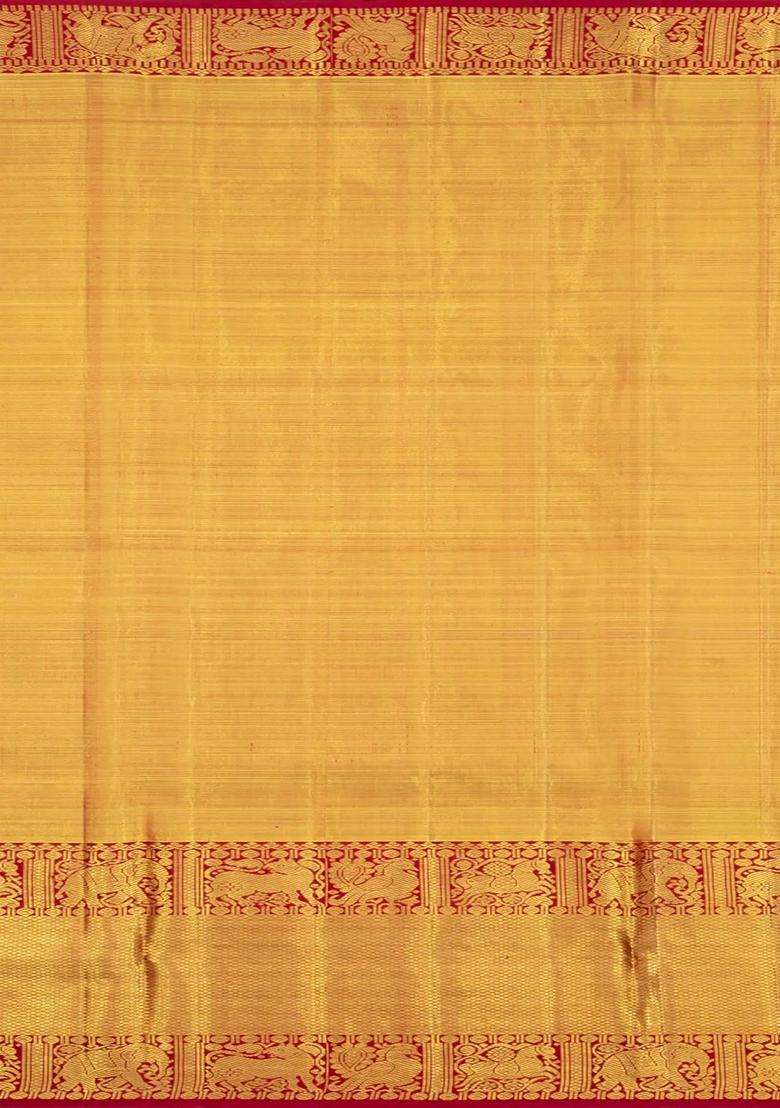 Gold Handloom Kanchipuram Tissue Silk Saree With Annam Motifs With Buttas And Brocade Design For Women - Indya