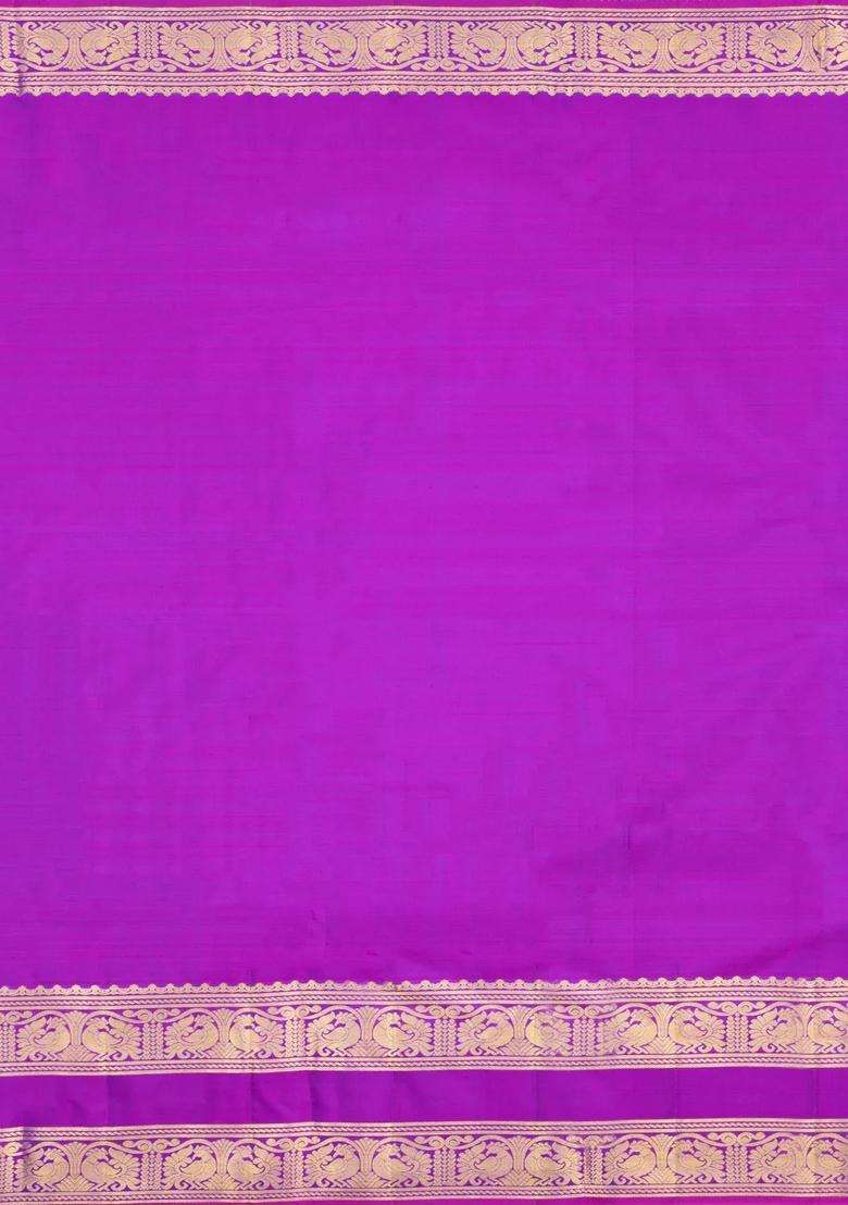 Blue Handloom Kanchipuram Silk Saree With Zari Checks Buttas With Buttas And Brocade Design For Women - Indya