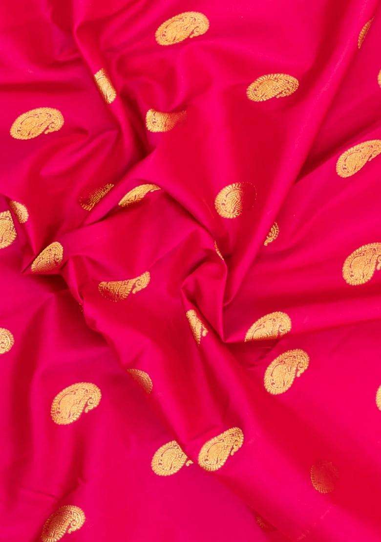 Pink Handloom Kanchipuram Silk Saree With Annam Buttas With Buttas And Brocade Design For Women - Indya