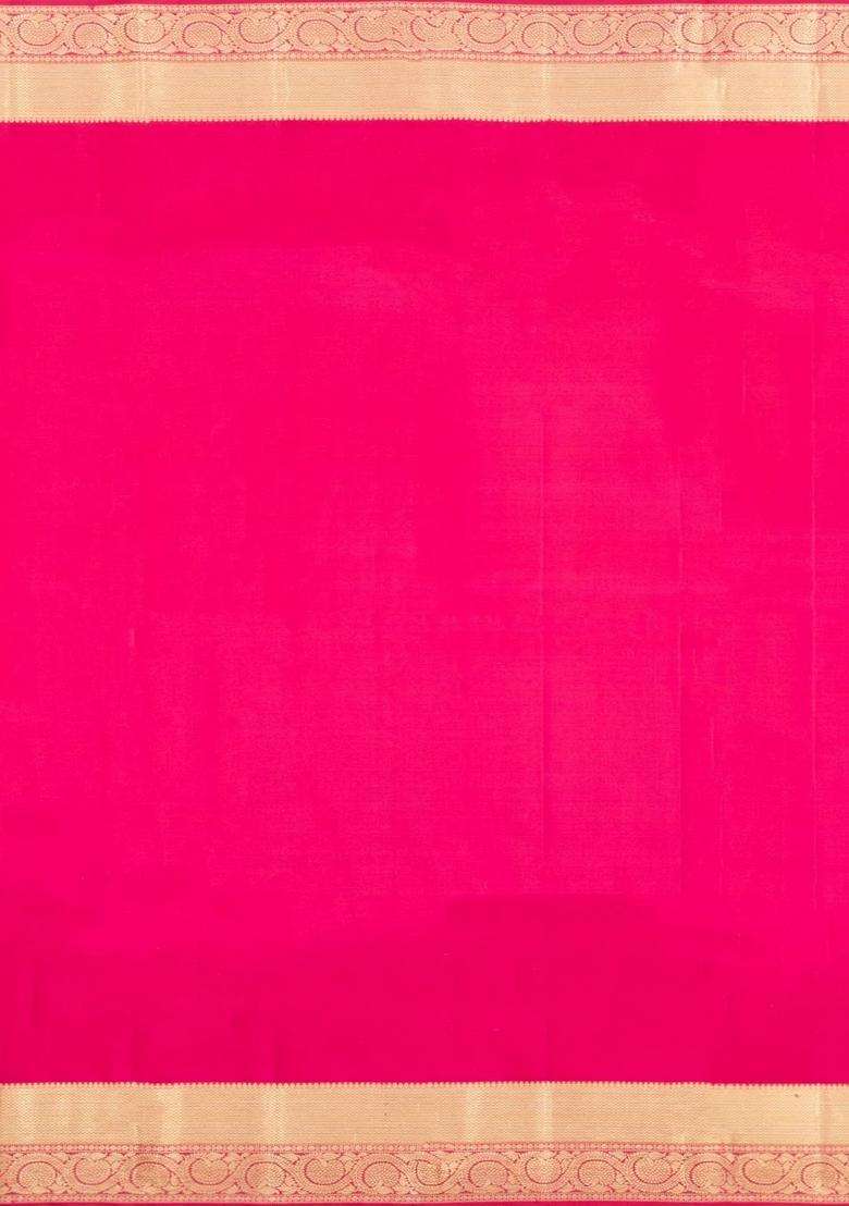 Pink Handloom Kanchipuram Silk Saree With Annam Buttas With Buttas And Brocade Design For Women - Indya
