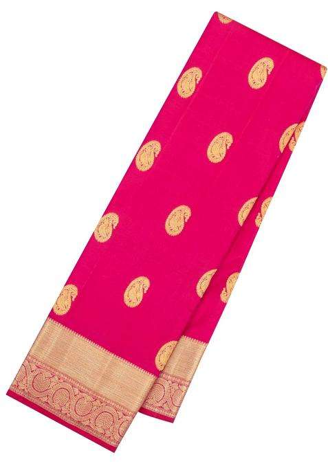 Pink Handloom Kanchipuram Silk Saree With Annam Buttas With Buttas And Brocade Design For Women