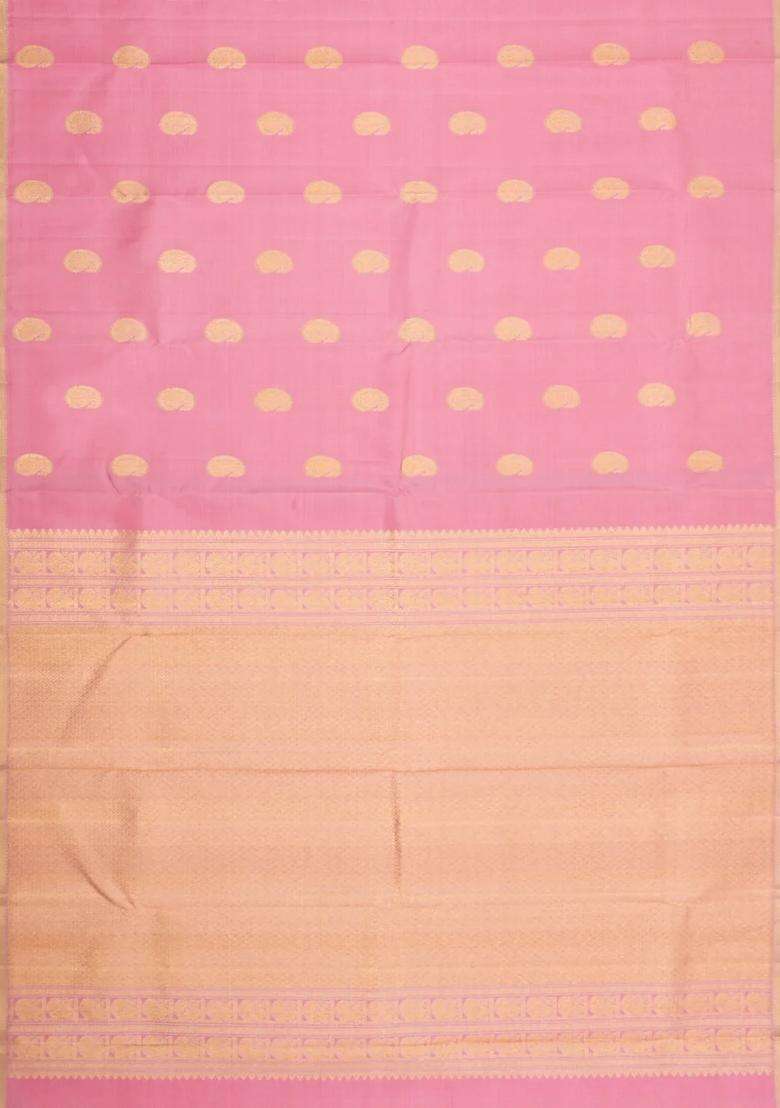 Baby Pink Handloom Kanchipuram Silk Saree With Annam Buttas With Buttas And Brocade Design For Women - Indya