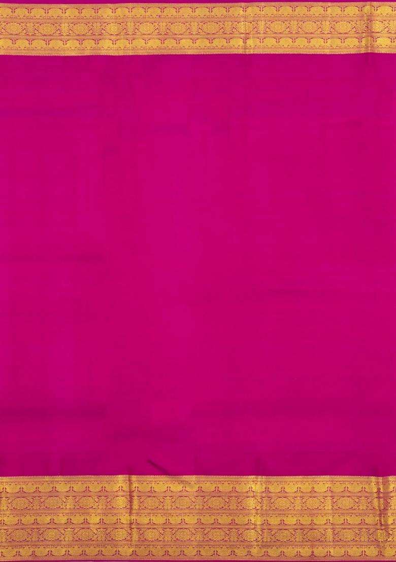 Pink Handloom Kanchipuram Silk Saree With Zari Checks Buttas With Buttas And Brocade Design For Women - Indya
