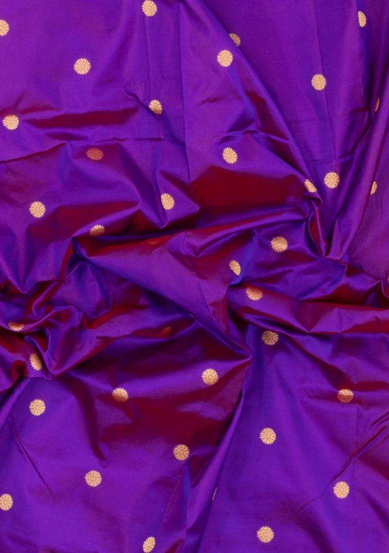 Purple Handloom Paithani Silk Saree With Meena Buttas With Buttas And Brocade Design For Women - Indya