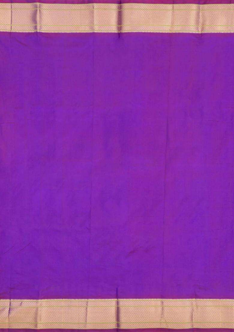 Purple Handloom Paithani Silk Saree With Meena Buttas With Buttas And Brocade Design For Women - Indya