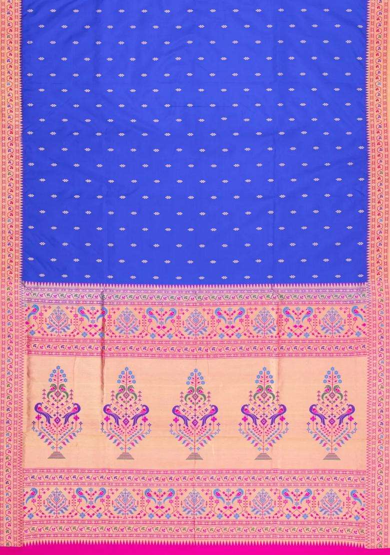 Purple Handloom Paithani Silk Saree With Meena Border Pallu With Buttas And Brocade Design For Women - Indya