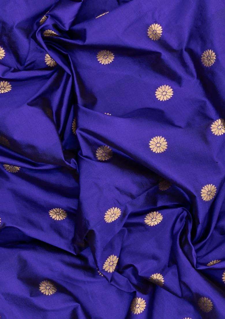 Violet Handloom Paithani Silk Saree With Meena Border Pallu With Buttas And Brocade Design For Women - Indya
