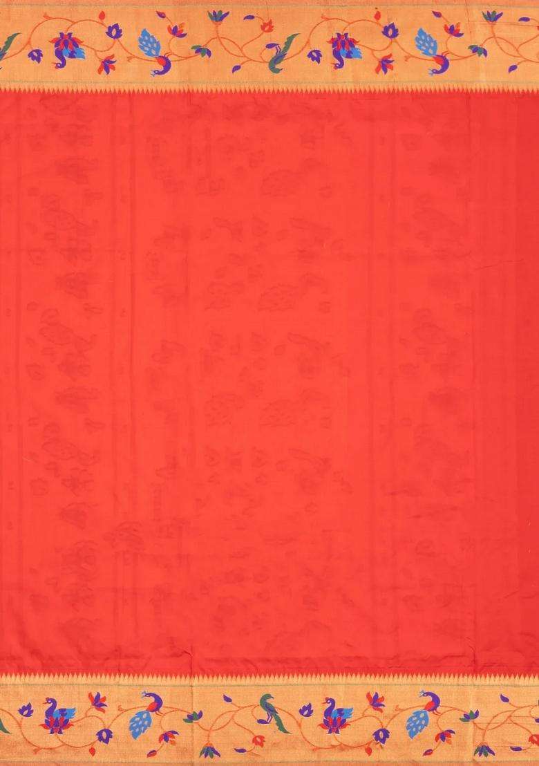 Violet Handloom Paithani Silk Saree With Meena Border Pallu With Buttas And Brocade Design For Women - Indya