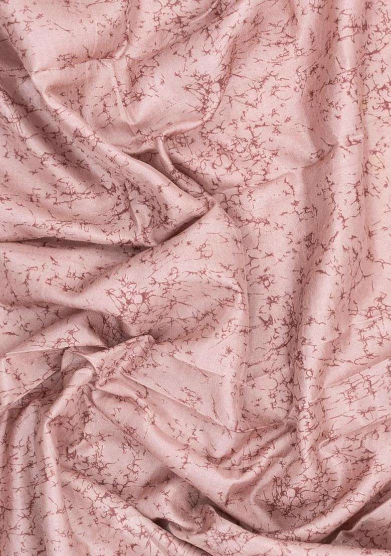 Baby Pink Printed Synthetic Dupion Art Silk Saree With Contrast Border For Women - Indya