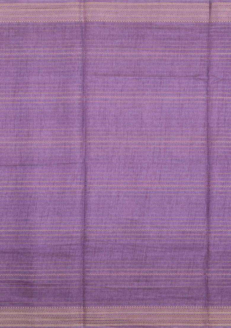 Lavander Lavender Printed Synthetic Dola Silk Saree With Zari Stripes Border For Women - Indya