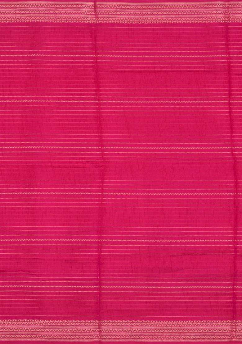 Pink Printed Synthetic Dola Silk Saree With Zari Stripes Border For Women - Indya