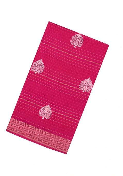 Pink Printed Synthetic Dola Silk Saree With Zari Stripes Border For Women
