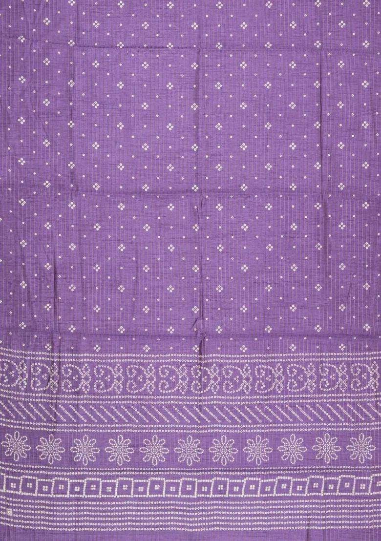 Lavander Lavender Printed Synthetic Dola Silk Saree With Zari Stripes Border For Women - Indya