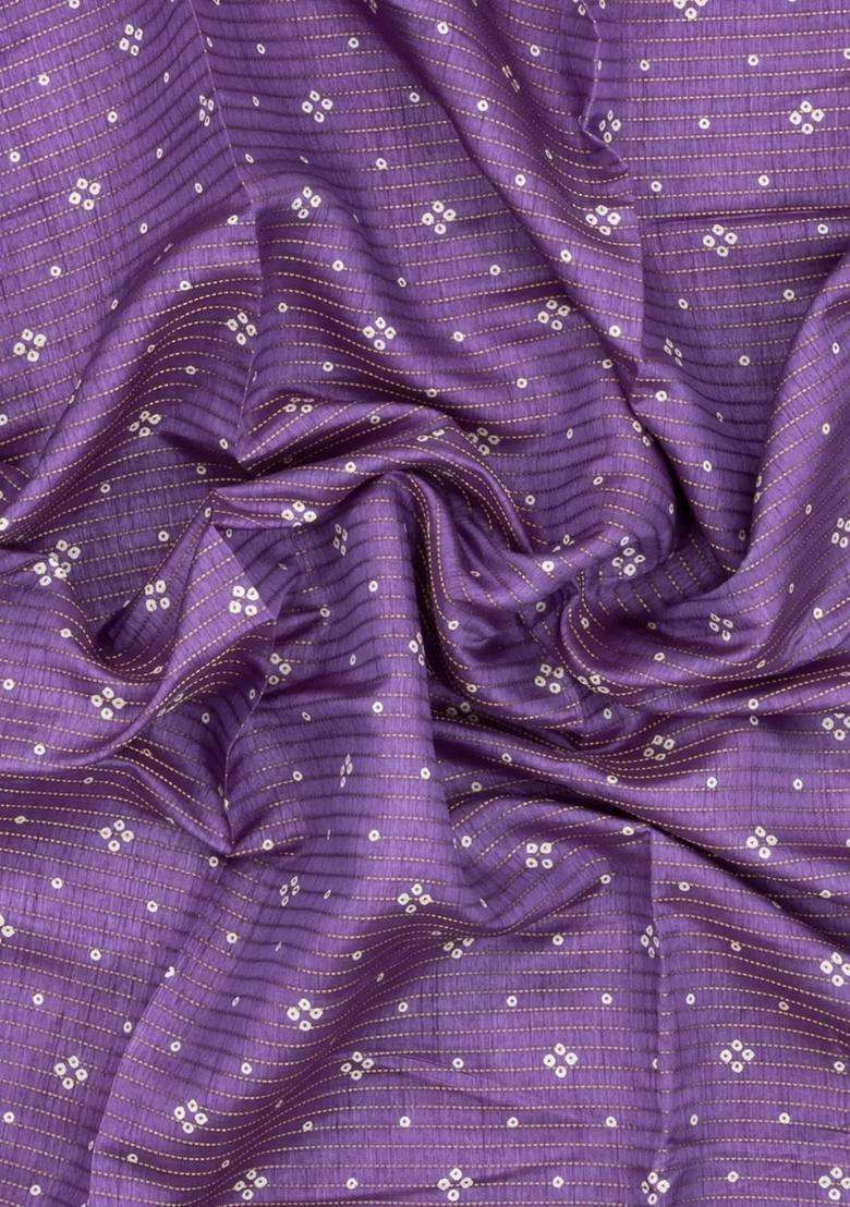 Lavander Lavender Printed Synthetic Dola Silk Saree With Zari Stripes Border For Women - Indya