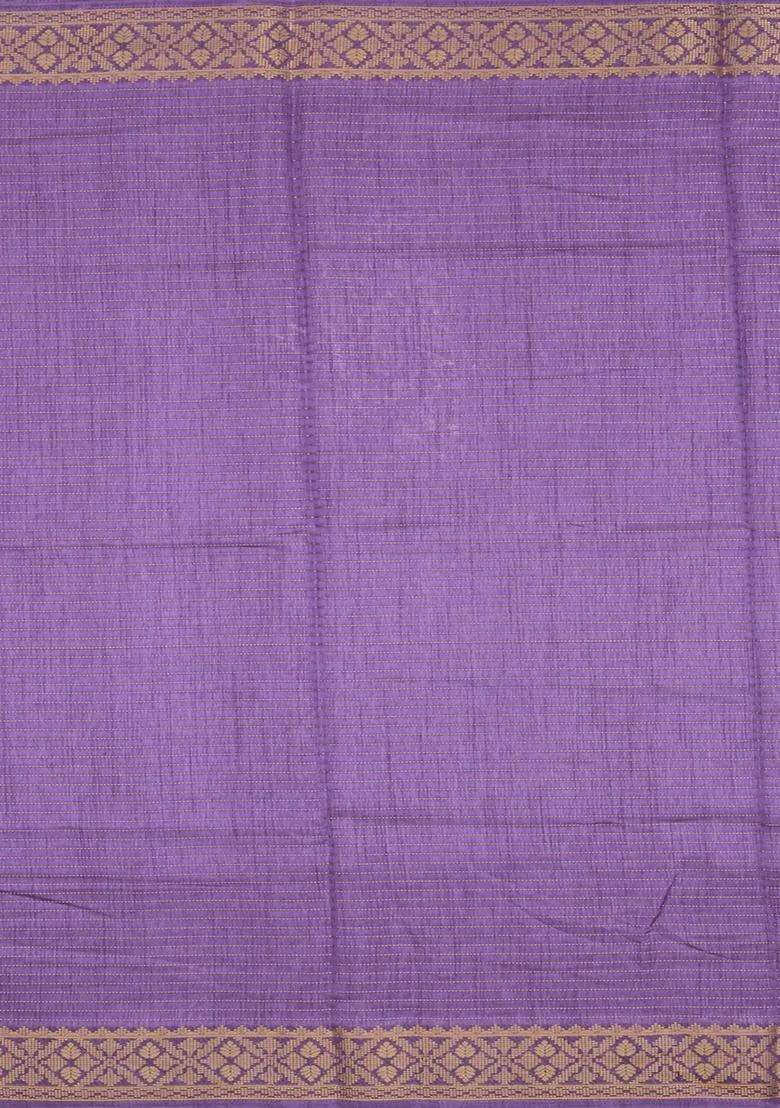 Lavander Lavender Printed Synthetic Dola Silk Saree With Zari Stripes Border For Women - Indya