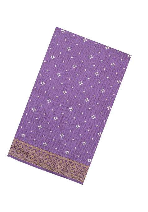 Lavander Lavender Printed Synthetic Dola Silk Saree With Zari Stripes Border For Women