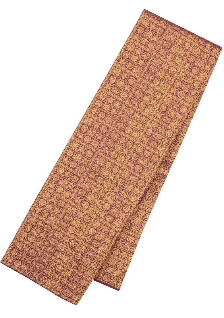 Dusty Pink Handloom Kanchipuram Silk Saree With Annam Chakaram Motifs With Buttas And Brocade Design For Women - Indya