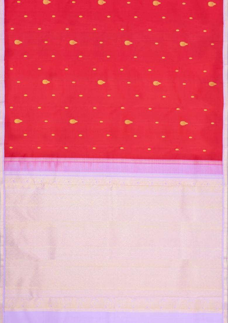 Pink Handloom Korvai Kanchipuram Silk Saree With Zari Buttas With Korvai And Temple Border Design For Women - Indya
