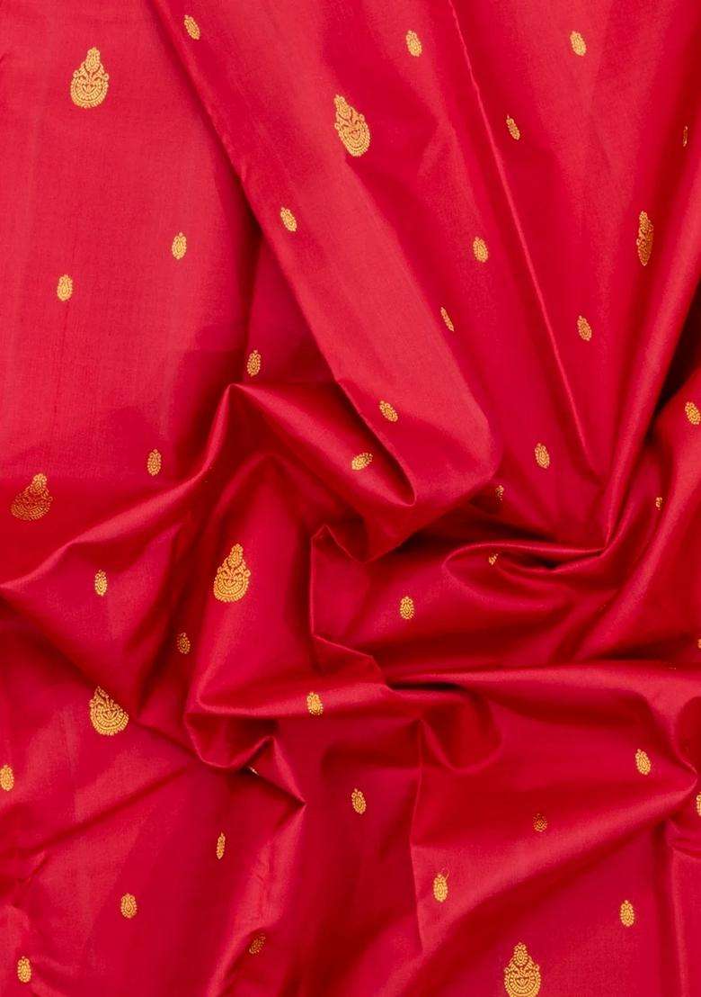 Pink Handloom Korvai Kanchipuram Silk Saree With Zari Buttas With Korvai And Temple Border Design For Women - Indya