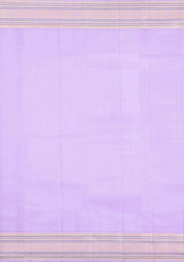 Pink Handloom Korvai Kanchipuram Silk Saree With Zari Buttas With Korvai And Temple Border Design For Women - Indya