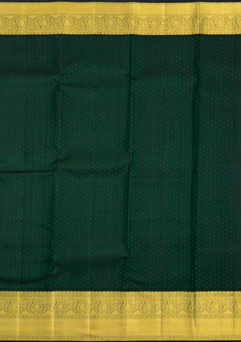 Red Handloom Korvai Kanchipuram Silk Saree With Green Border With Korvai And Temple Border Design For Women - Indya