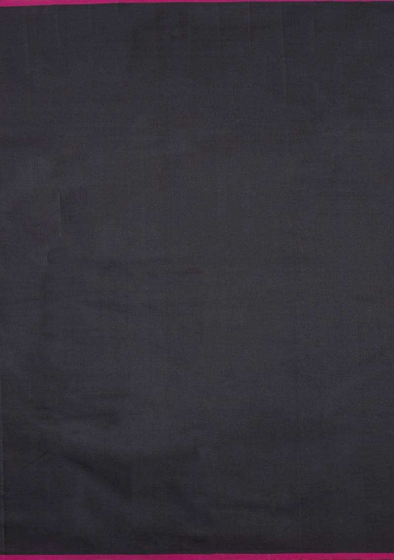 Black Handloom Kanchipuram Silk Saree With Bomkai Motifs With Buttas And Brocade Design For Women - Indya