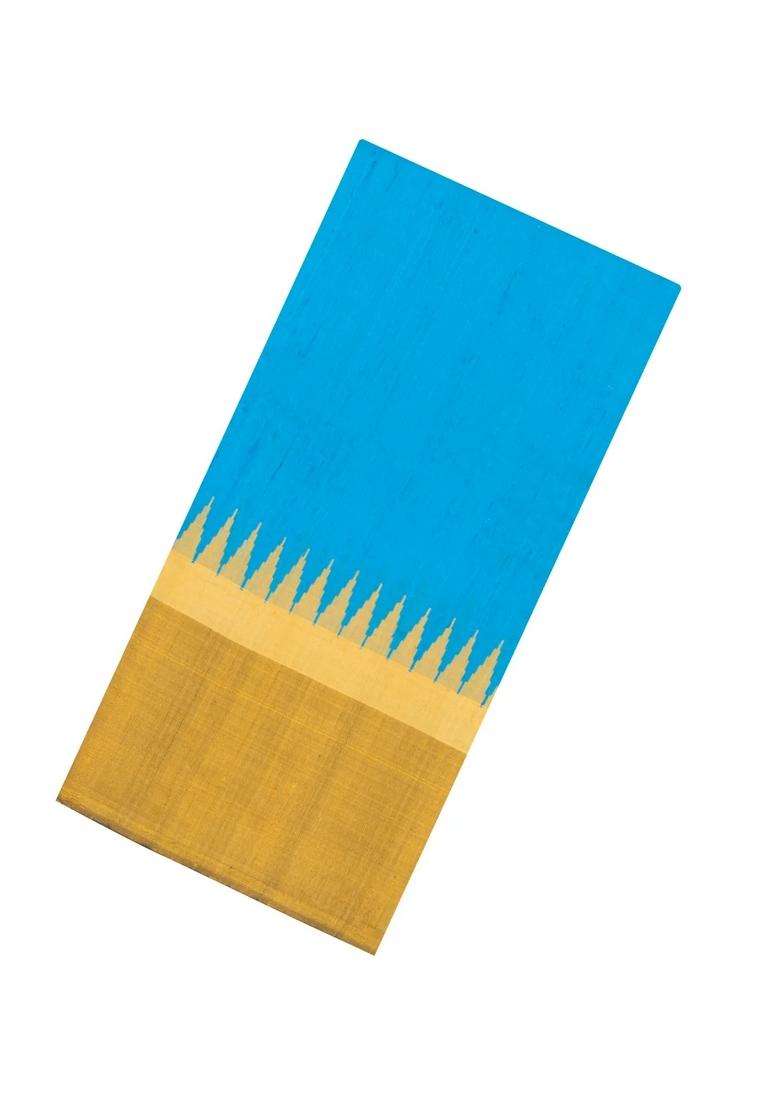 Sky Blue Woven Dupion Silk Saree With Contrast Border With Traditional Woven Design For Women - Indya