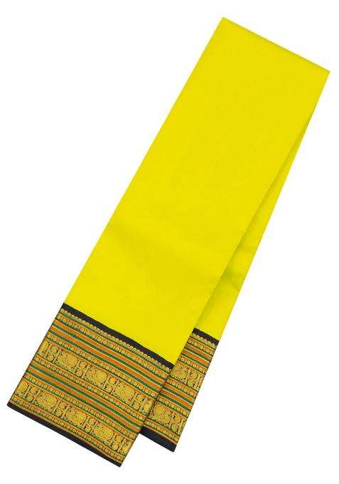 Light Green Handloom Korvai Kanchipuram Silk Saree With Black Border With Korvai And Temple Border Design For Women