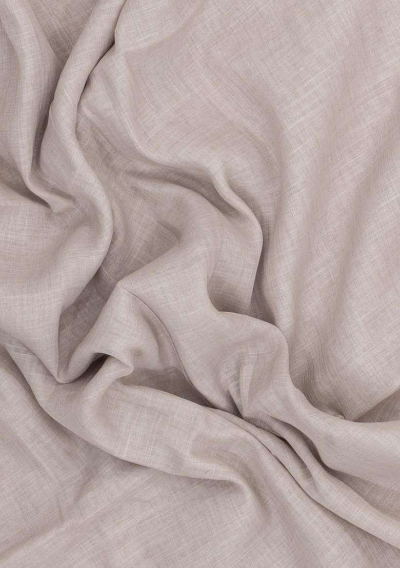Taupe Printed Synthetic Linen Saree With Contrast Pallu For Women - Indya